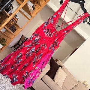 Free People Red Floral Patterned Top/Dress